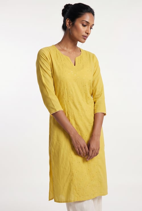 Women Embroidered Straight Kurta