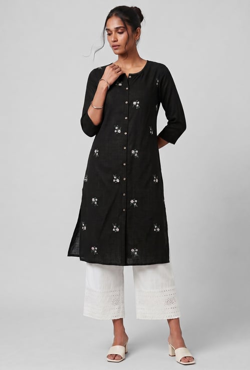 Women Embroidered Straight Kurta