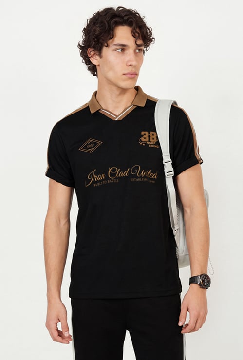 Men Printed Johnny Collar T-shirt