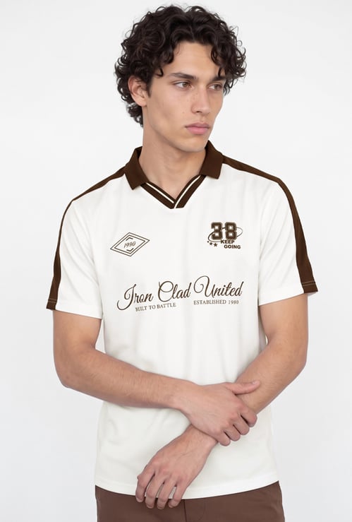 Men Printed Johnny Collar T-shirt