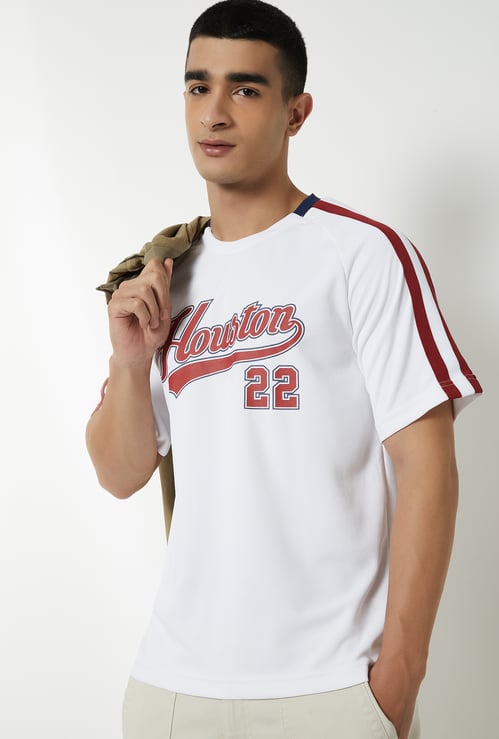 Men Printed Raglan Sleeves Sports T-shirt