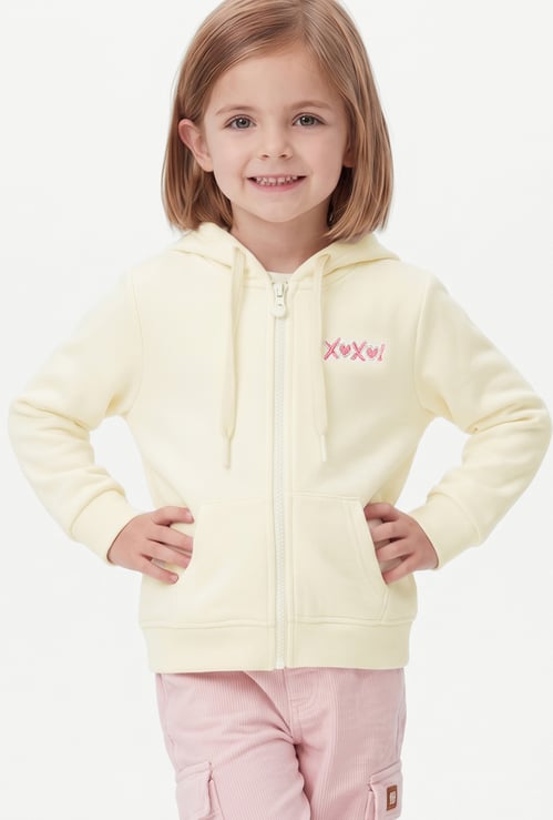 Girls Embroidered Zipper Hoodie