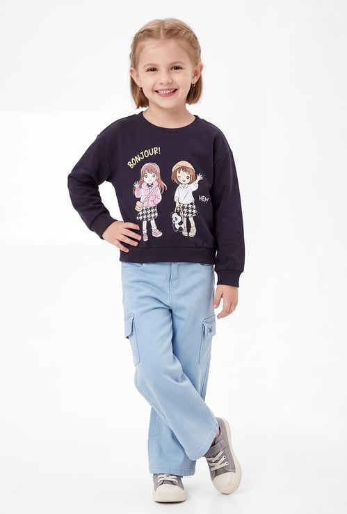 Girls Bonjour Printed Sweatshirt