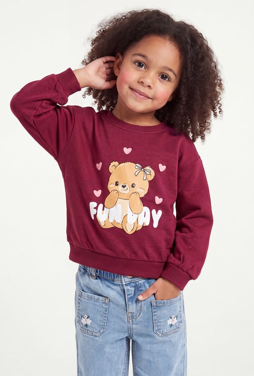 Girls Teddy Printed Sweatshirt