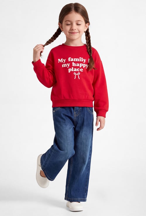 Girls Printed Drop-Shoulder Sweatshirt