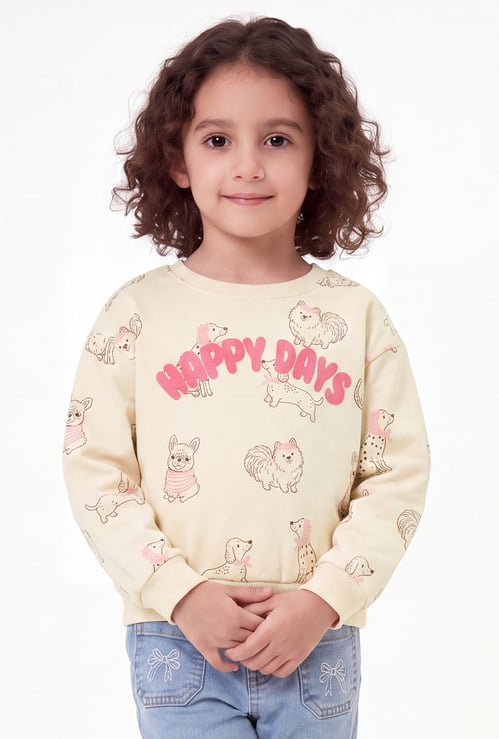 Girls Printed Pullover Sweatshirt