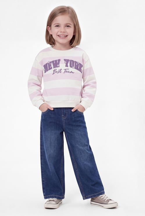 Girls Striped Pullover Sweatshirt