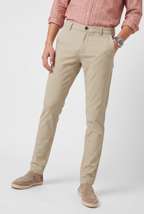 Men Solid Regular Fit Trousers