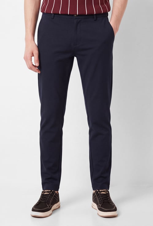 Men Solid Regular Fit Trousers