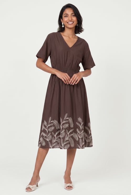 Women Embroidered Midi Dress