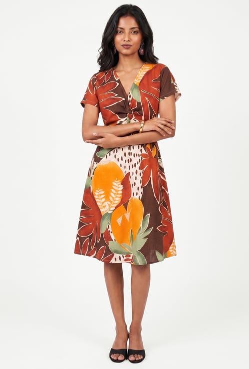 Women Printed Twisted Dress