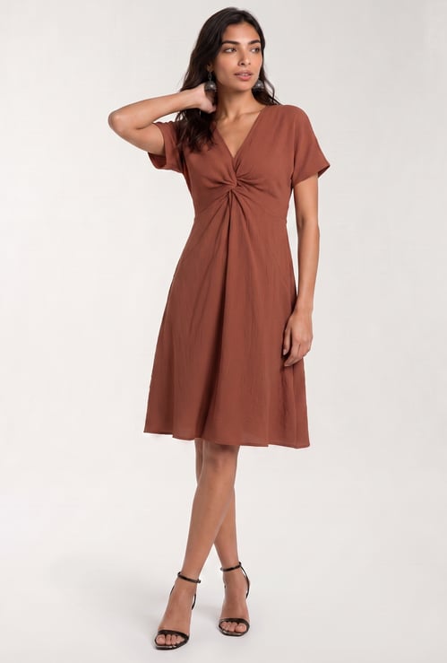 Women Twisted Detail A-Line Dress