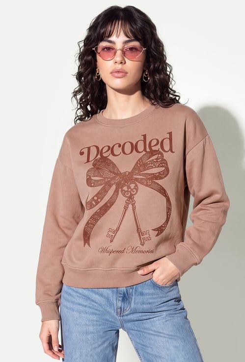 URB_N Women Printed Drop-Shoulder Sweatshirt