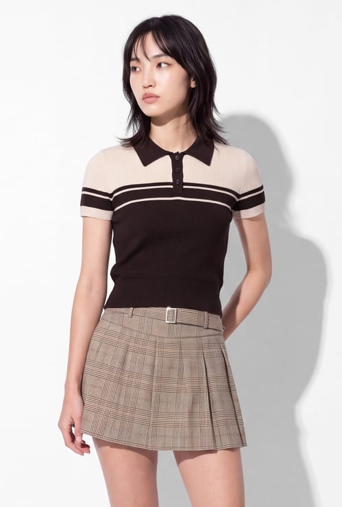 URB_N Women Striped Polo T-shirt
