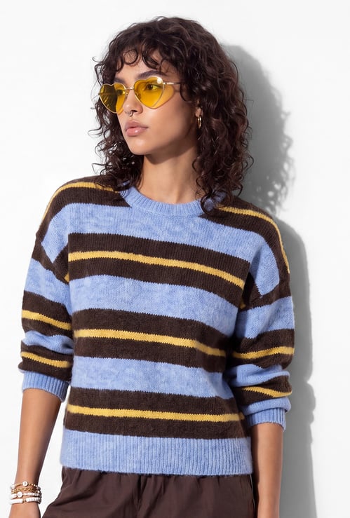 URB_N Women Striped Sweater