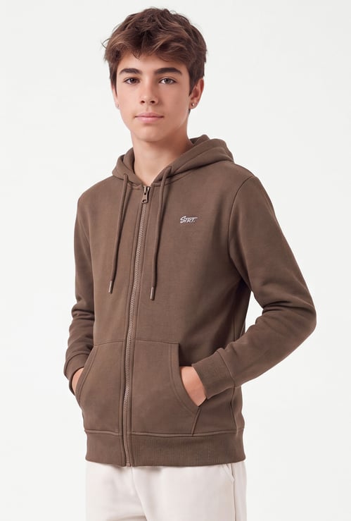 Boys Solid Zipper Hoodie