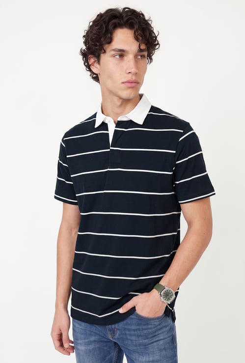 Men Striped Regular Fit Polo T-shirt