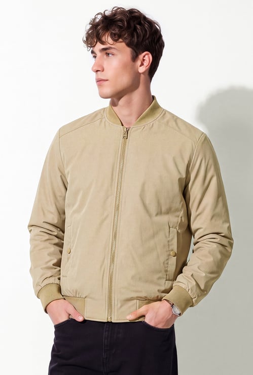 URB_N Men Solid Bomber Jacket