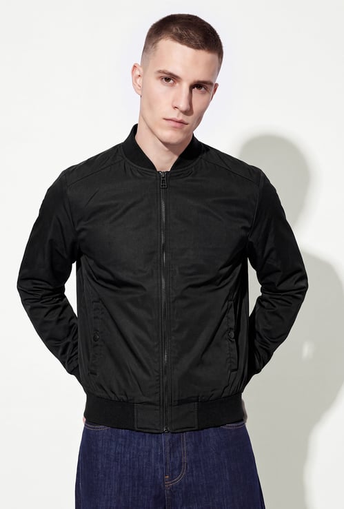 URB_N Men Solid Bomber Jacket