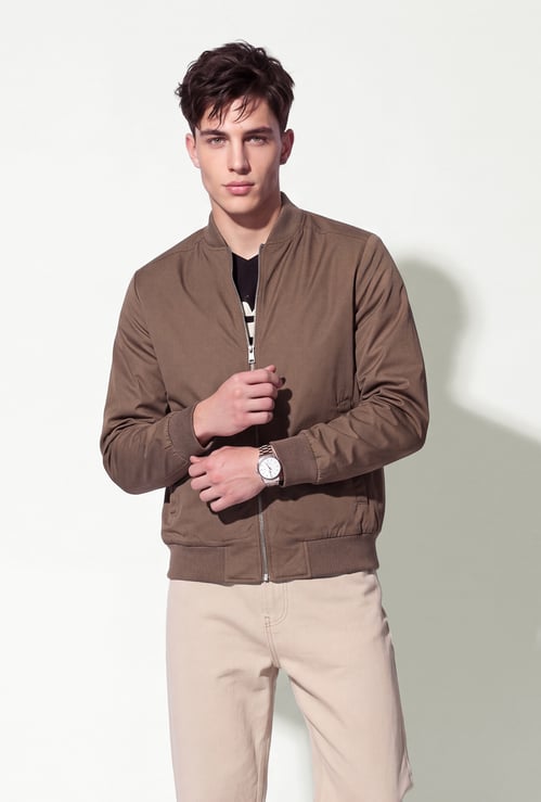 URB_N Men Solid Bomber Jacket