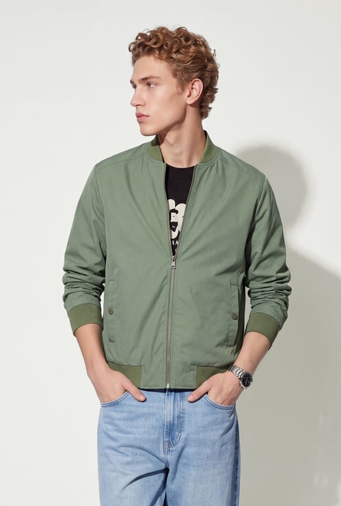 URB_N Men Solid Bomber Jacket