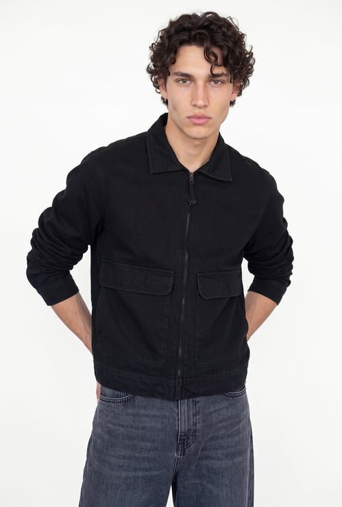 Men Solid Denim Jacket