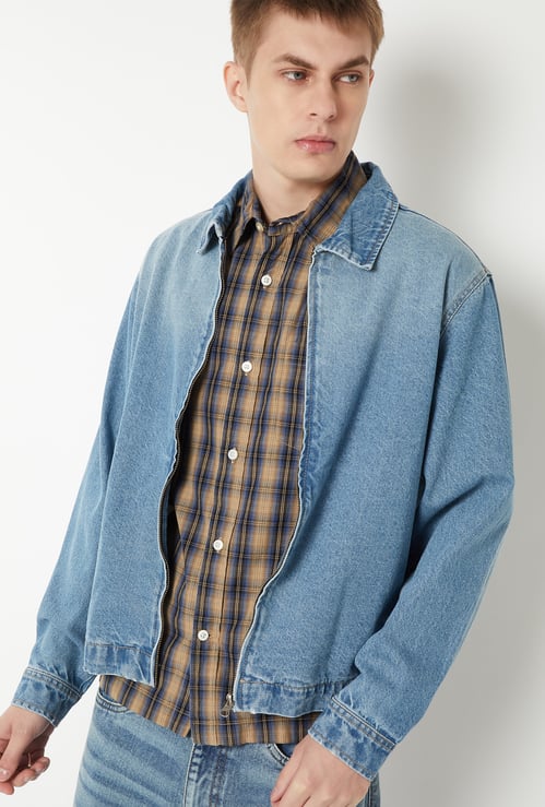 Men Solid Denim Jacket