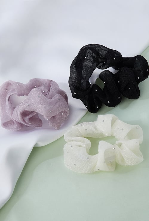 Women Embellished Scrunchies - Pack of 3