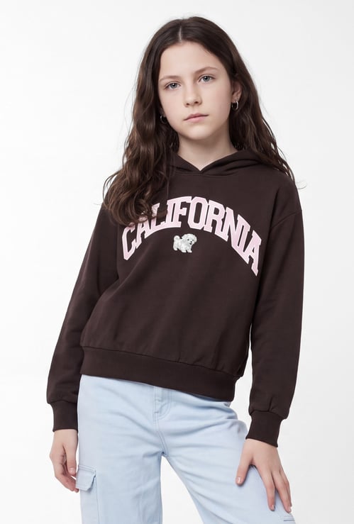 Girls Printed Hooded Sweatshirt