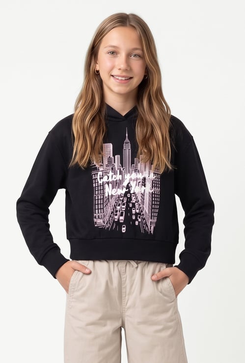 Girls Printed Hoodie