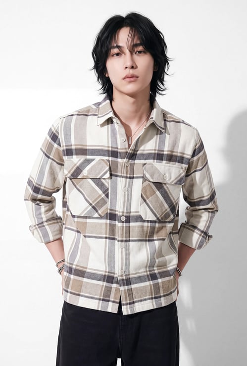URB_N Men Checked Oversized Shirt