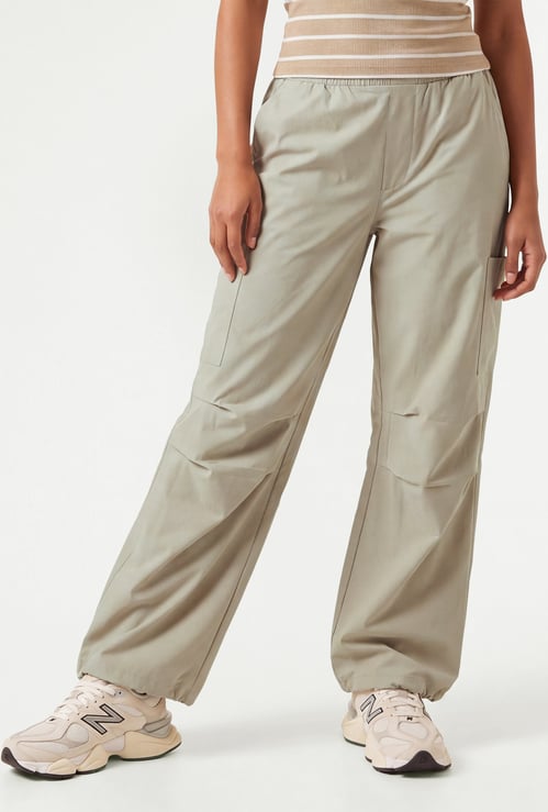 Women Solid Sports Parachute Pants