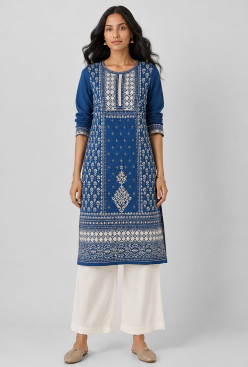 Women Printed Straight Winter Kurta