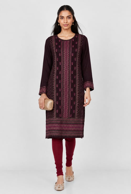 Women Knit Straight Winter Kurta