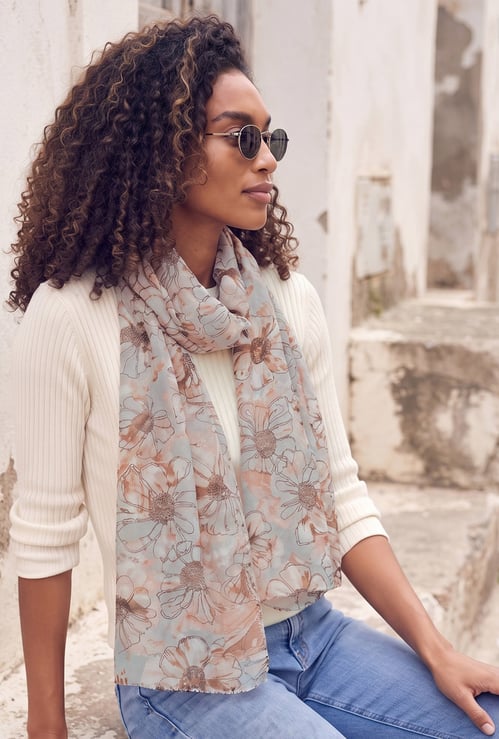 Women Floral Print Scarf