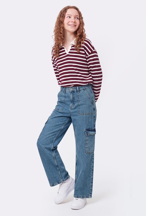 Girls Mid-Rise Cargo Jeans