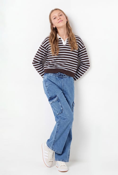 Girls Wide-Leg Cargo Jeans