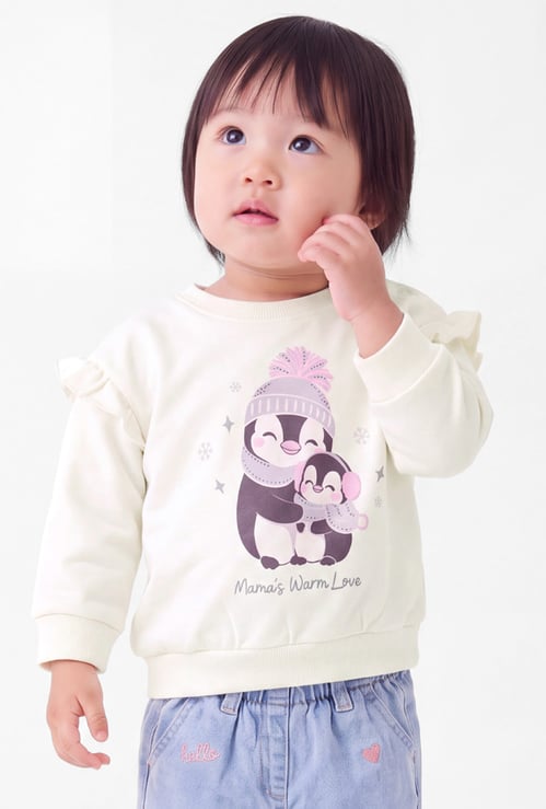 Girls Penguin Printed Sweatshirt
