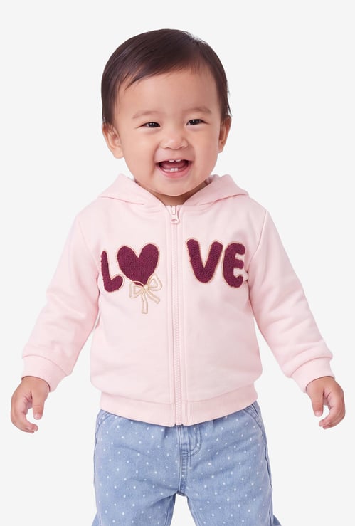 Girls Embroidered Zipper Hoodie