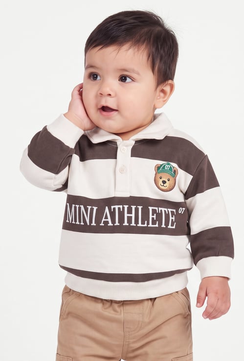 Boys Striped Collared Sweatshirt