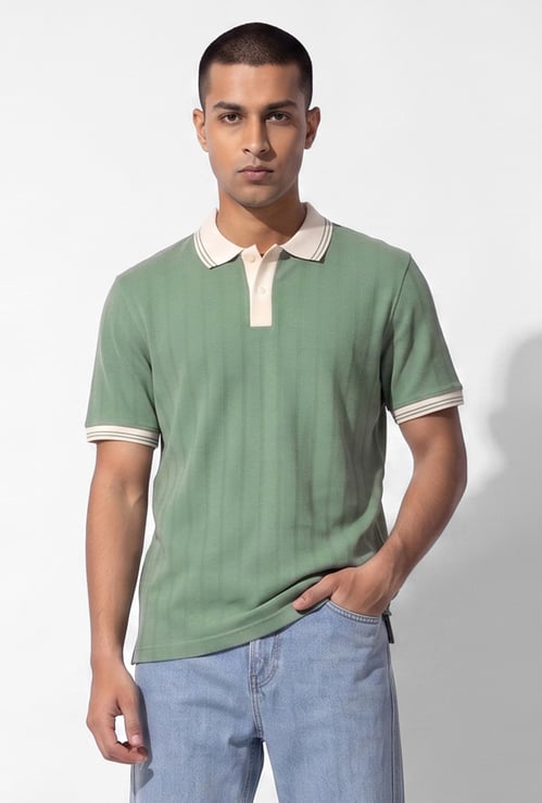 Men Striped Polo T-shirt