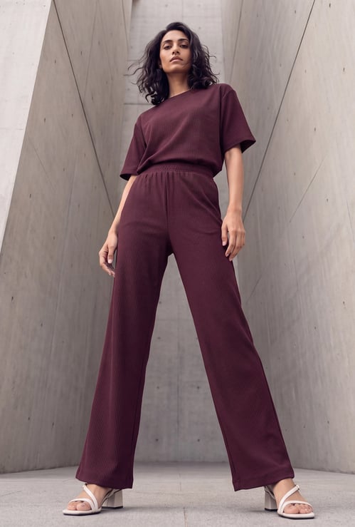 Women Textured Pull-on Pants