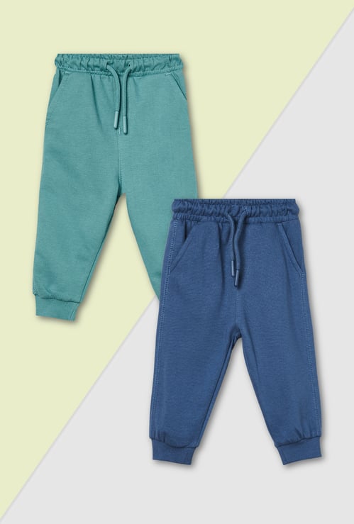 Boys Solid Cargo Joggers - Pack of 2