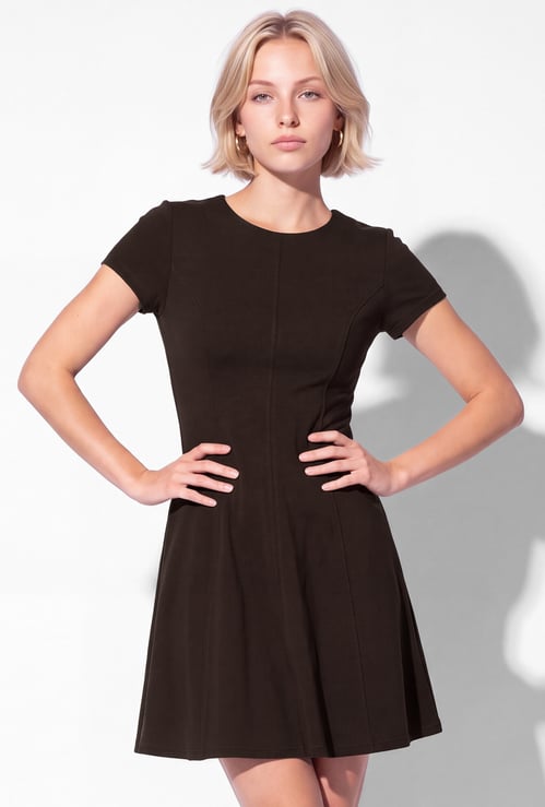 Women Solid Fit & Flare Dress