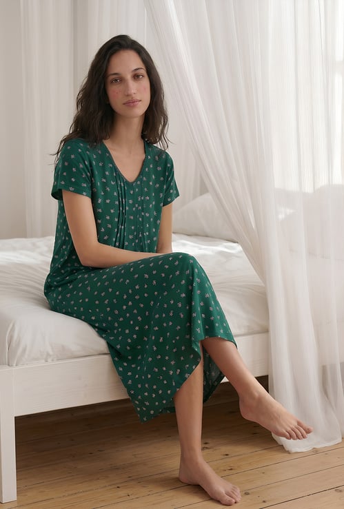 Women Printed Knit Nightgown