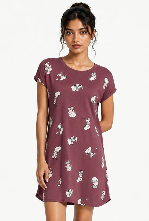 Women Snoopy Printed Nightdress