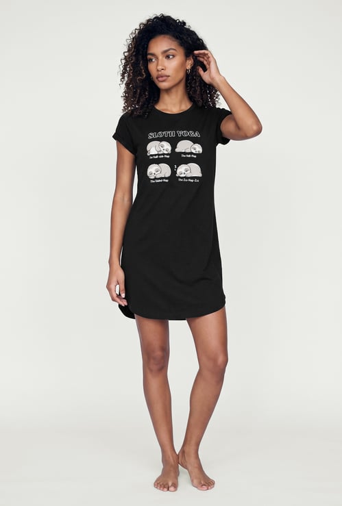 Women Sloth Printed Nightdress