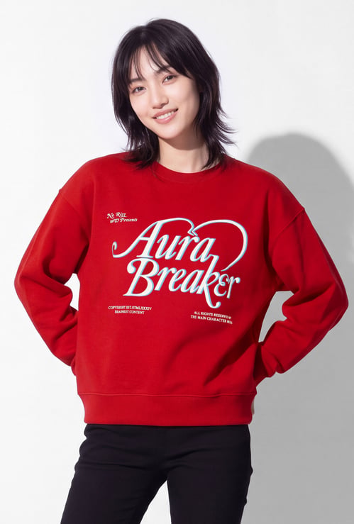 URB_N Women Printed Oversized Sweatshirt