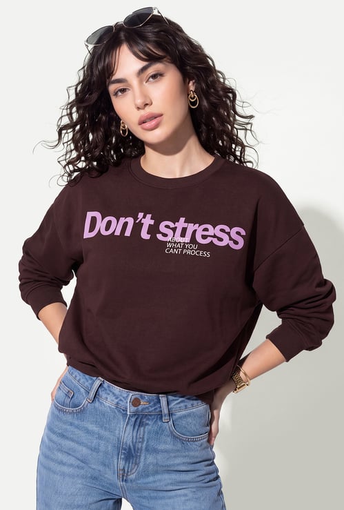Women Typographic Print Pullover Sweatshirt