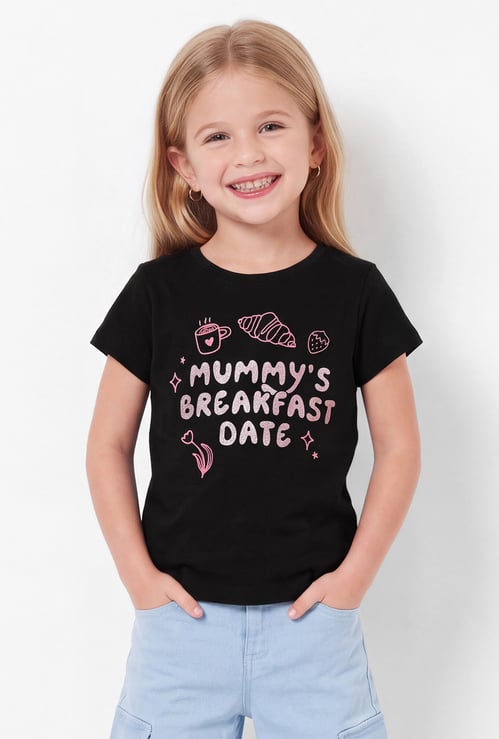 Girls Typography Print T-shirt